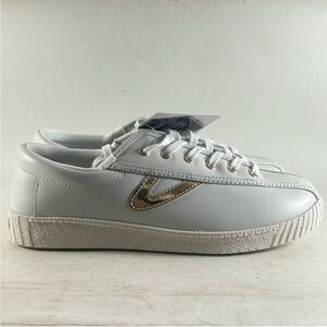 Tretorn Nylite Plus Leather Women’s Shoes White and Gold Women’s Size 10 M